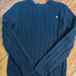 Ralph Lauren Black Crewneck Cable Knit Sweater